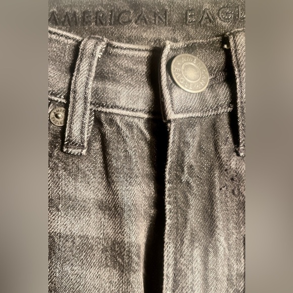 American Eagle regular standard black cotton baggy mid 2 high rise denim jean 00 - Picture 4 of 5